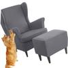 BEITUOPI Wing Chair Slipcovers Armchair Covers with Ears Stretch 3 Piece Set with Ottoman Cover Wingback Chair Covers Jacquard Furniture Protector (Color : #14) view 1