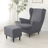 BEITUOPI Wing Chair Slipcovers Armchair Covers with Ears Stretch 3 Piece Set with Ottoman Cover Wingback Chair Covers Jacquard Furniture Protector (Color : #14) view 4
