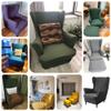BEITUOPI Wing Chair Slipcovers Armchair Covers with Ears Stretch 3 Piece Set with Ottoman Cover Wingback Chair Covers Jacquard Furniture Protector (Color : #10) view 2