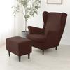 BEITUOPI Wing Chair Slipcovers Armchair Covers with Ears Stretch 3 Piece Set with Ottoman Cover Wingback Chair Covers Jacquard Furniture Protector (Color : #10) view 4