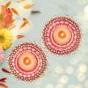Set of 2 Decorative Tea Light with Moti Beads T Light Holder Candle Stand Tealight Holder Lightning Accessories Indian Festival Christmas New year Decorations Home Decor(Without Wax)(Pink)(Size:- 4") view 2