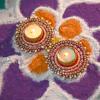 Set of 2 Decorative Tea Light with Moti Beads T Light Holder Candle Stand Tealight Holder Lightning Accessories Indian Festival Christmas New year Decorations Home Decor(Without Wax)(Pink)(Size:- 4") view 4