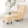 BEITUOPI Wing Chair Slipcovers Armchair Covers with Ears Stretch 3 Piece Set with Ottoman Cover Wingback Chair Covers Jacquard Furniture Protector (Color : #3) view 4