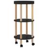 CUMYZO 3-Tier Trolley Black 15"x15"x32.3" Engineered Wood&Solid Wood Pine Black 5.55kg/12.21Ib view 2