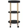 CUMYZO 3-Tier Trolley Black 15"x15"x32.3" Engineered Wood&Solid Wood Pine Black 5.55kg/12.21Ib view 4