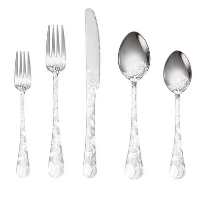 40-Piece Silver Silverware Set for 8,Silver Flatware Set,Unique Pattern Design,Stainless Steel Cutlery Knives Forks Spoons Sets for Home Kitchen Restaurant Hotel Housewarming Wedding Gift