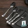 40-Piece Silver Silverware Set for 8,Silver Flatware Set,Unique Pattern Design,Stainless Steel Cutlery Knives Forks Spoons Sets for Home Kitchen Restaurant Hotel Housewarming Wedding Gift view 2