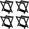 IOCCIOBB Luggage Rack 4 Pcs Folding Suitcase Rack - Solid Wood Hotel Luggage Rack, Travel Organizer with Shoe Shelf, 2 Layers Suitcase Stand for Guest Room, 27.61719.7Inch (Color : Black) view 1