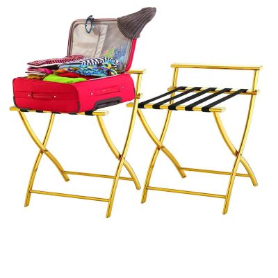 IOCCIOBB Luggage Rack 2 Pack Foldable Suitcase Rack - Luggage Rack for Hotel Guest Rooms, Travel Bag Support, Floor Storage Holder Stainless Steel Luggage Stand, 20.517.720.7Inch (Color : Bronze)