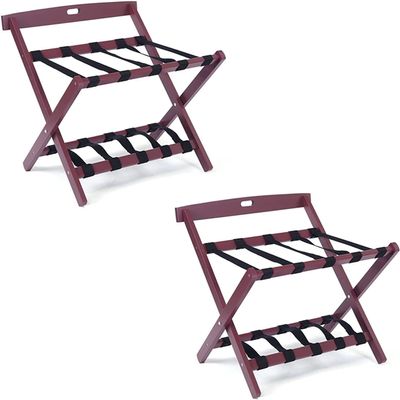 IOCCIOBB Wooden Luggage Rack - Folding Bedroom Suitcase Stand, Space Saving Suitcase Holder, with Shoe Shelf Hotel Storage Rack, Travel Break Folding Stool