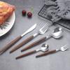 30-Piece Stainless Steel Wooden Silverware Set for 6, Silver Mirror Polished Flatware Cutlery Set,Tableware Eating Utensils Set for Home Restaurant Wedding,Dishwasher Safe (Wooden Effect Handle) view 1
