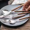 30-Piece Stainless Steel Wooden Silverware Set for 6, Silver Mirror Polished Flatware Cutlery Set,Tableware Eating Utensils Set for Home Restaurant Wedding,Dishwasher Safe (Wooden Effect Handle) view 2