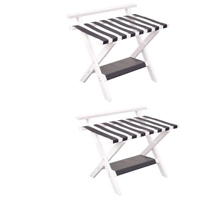 IOCCIOBB 2 Pack Folding Luggage Rack - Bedroom Suitcase Stand, Space Saving Suitcase Holder, with Shoe Shelf Hotel Storage Rack, Travel Break Folding Stool (Color : White)