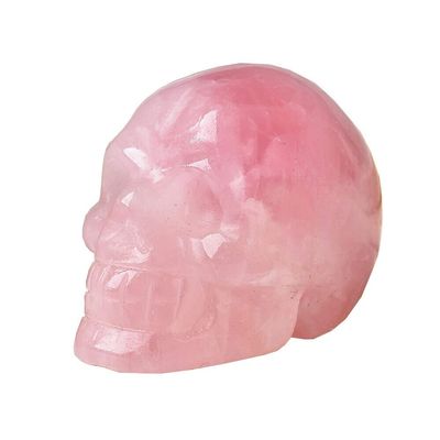 AtkitS 2 inch Natural Rose Quartz Handmade Carved Skull Crafts Figurine Crystal Healing Home Decor Ornament Polished Art Collectible