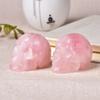 AtkitS 2 inch Natural Rose Quartz Handmade Carved Skull Crafts Figurine Crystal Healing Home Decor Ornament Polished Art Collectible view 2