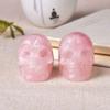 AtkitS 2 inch Natural Rose Quartz Handmade Carved Skull Crafts Figurine Crystal Healing Home Decor Ornament Polished Art Collectible view 3