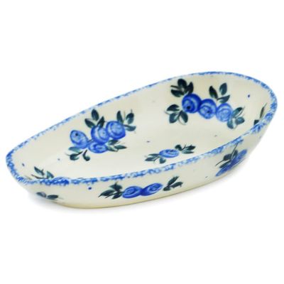 Polmedia Polish Pottery Spoon Rest UNIKAT - Blue Berry Special Pattern Handmade in Boleslawiec Poland + Certificate of Authenticity