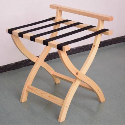 IOCCIOBB Folding Suitcase Luggage Rack, Wooden Luggage Rack Curved Legs with Nylon Straps Luggage Rack, for Bedroom Hotel Guest Room, 60 * 47 * 68Cm (Size : 1pcs)