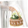 Cabilock 2pcs Portable Bride Flower Basket Small Woven Floral Basket for Weddings for Photos Petals and Candy Practical Handle Design for Easy Carrying view 2