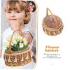 Cabilock 2pcs Portable Bride Flower Basket Small Woven Floral Basket for Weddings for Photos Petals and Candy Practical Handle Design for Easy Carrying view 3