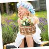 Cabilock 2pcs Portable Bride Flower Basket Small Woven Floral Basket for Weddings for Photos Petals and Candy Practical Handle Design for Easy Carrying view 4