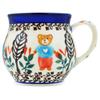 Polmedia Polish Pottery Bubble Mug 13 oz UNIKAT - Red Teddy's Love Pattern Handmade in Boleslawiec Poland by Ceramika Bona + Certificate of Authenticity view 1