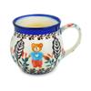 Polmedia Polish Pottery Bubble Mug 13 oz UNIKAT - Red Teddy's Love Pattern Handmade in Boleslawiec Poland by Ceramika Bona + Certificate of Authenticity view 2