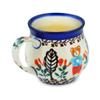 Polmedia Polish Pottery Bubble Mug 13 oz UNIKAT - Red Teddy's Love Pattern Handmade in Boleslawiec Poland by Ceramika Bona + Certificate of Authenticity view 3