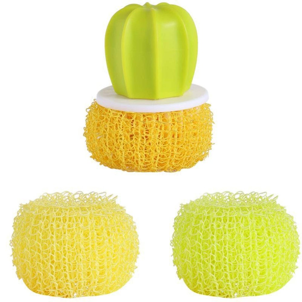 HITBOD Creative Cactus Cleaning Scrub Pan, Nano Cleaning Ball, Cleaning Kitchen Brush, Dish Brush