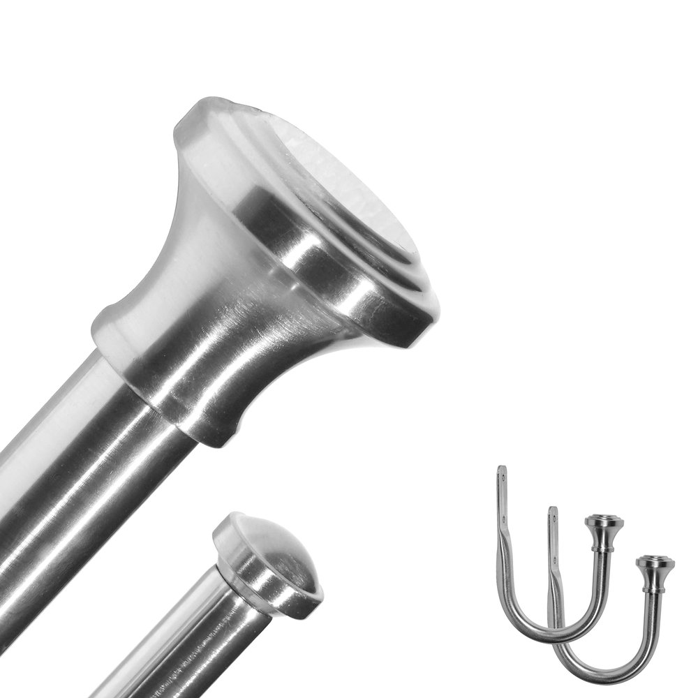 Rydenia 1" Double Curtain Rod with Trumpet Finials and holdbacks, Sand Nicke,84-120