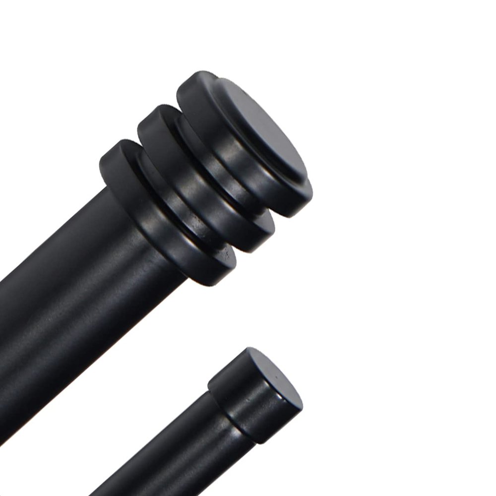 Rydenia 1" Double Curtain Rod with Conti Finials,Carbon black,28-48