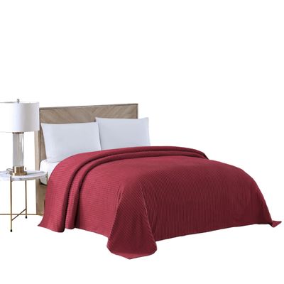 Beatrice Home Fashions Channel Chenille Bedspread, Twin, Burgundy