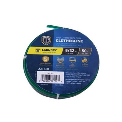 5/32" x 50' ft Green PVC Coated Clothesline Wire - Pack of (6)