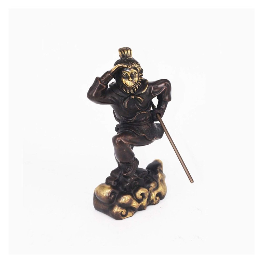 PTTRNS Buddha Statue Copper Monkey King Figurine Sun Wukong Statue Decor Ornaments Accessories, Housewarming Congratulatory Gift Home Decor Feng Shui Decoration
