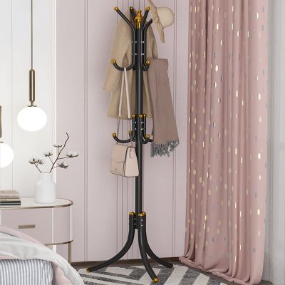 IMPREC Bedroom Coat HangerFreestanding Coat Tree Coat Rack Freestanding 12 Hooks Stand Entrance Passage Robust Chassis is Stable and Does Not Shake (Color : Black)