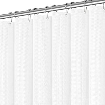 PANGSINNE Long White Shower Curtain Waterproof Large Heavy Duty Fabric Shower Curtains for Bathroom, Machine Washable Tall 256GSM Modern for Spa Hotel with 12 Metal Hooks, 72Wx78H