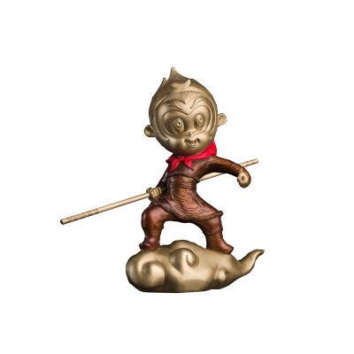 PTTRNS Buddha Statue Fighting Buddha Creative Decoration Ornaments Living Room Desktop Crafts Monkey King Sculpture Copper Material Office Decoration Birthday Gift Feng Shui Decoration