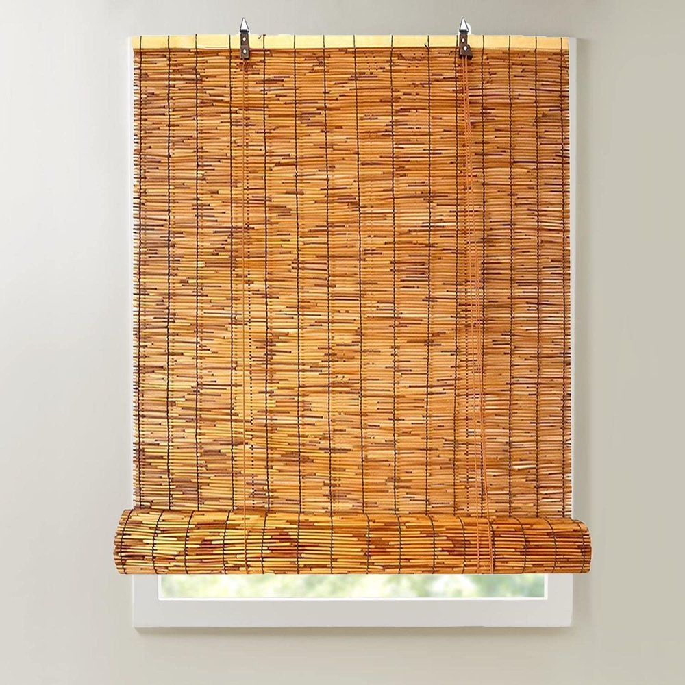 Bamboo Blinds for Patio Sunshades Reed Shade 24 30 34 36 38 40 42 48 56 60 66 Inch Wide Cordless Roman Shades Roller Shades Windows Reed Curtains Anti-UV Bamboo Shades ( 26.8x17.7x9in : 28" W x 60" H