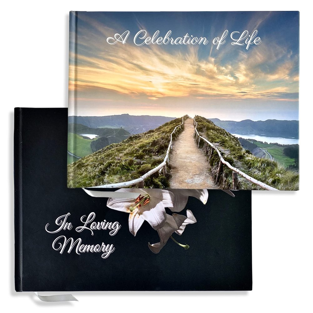 Funeral Guest Book | Memorial Guest Book | Guest Book for Funeral Hardcover | Guestbook for Sign in, Celebration of Life Memorial Service | Funeral Guest Sign Book with Memory Table Card Sign Included