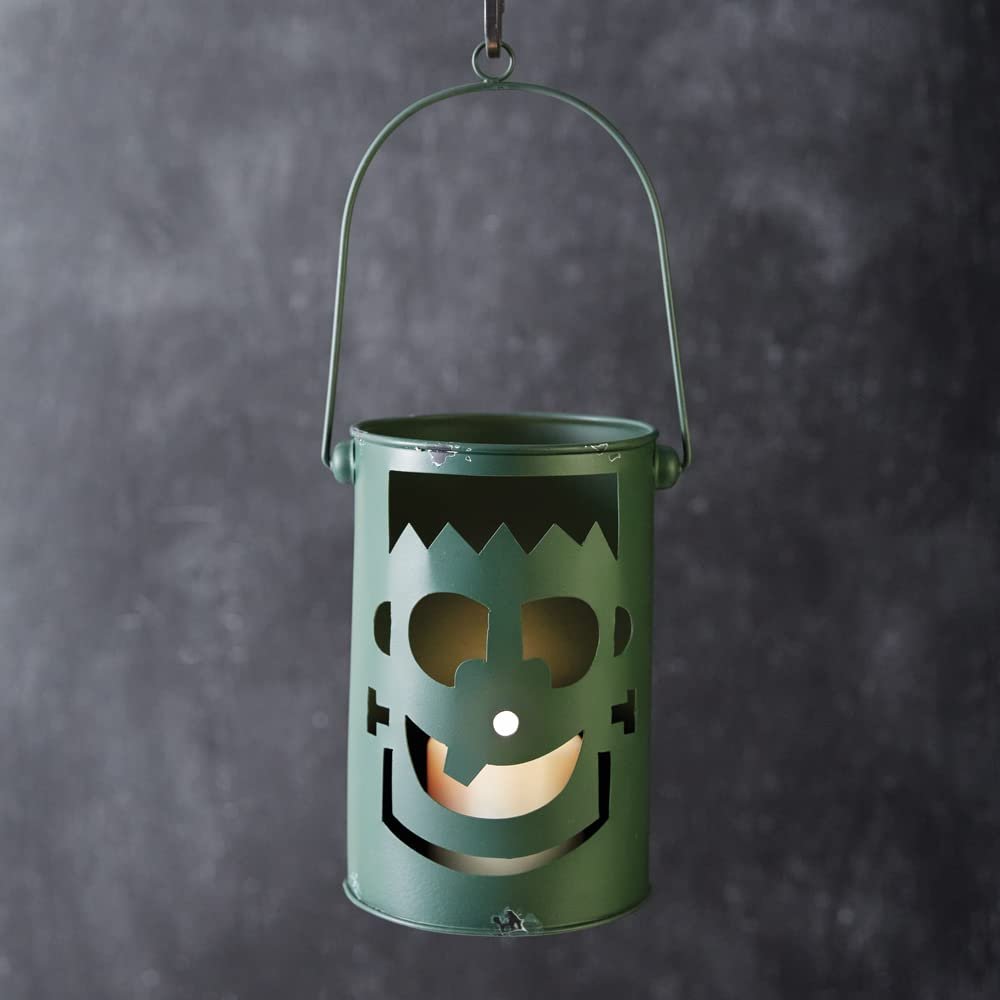 CTW Home Collection Frankenstein Luminary with Handle, 7.75-inch Height, Metal, Halloween Decor, Home Accent