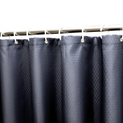 YISURE Black Short Shower Curtain for Walkin Tub, Polyester Fabric Waterproof Bath Curtain Sets with 12 Plastic Hooks, 70x60''