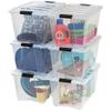 Plastic storage boxes with safety lids and latches, transparent, durable, stackable, organizable tote boxes, toys for general organization of garage large view 1