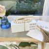 Decorative Books for Home Decor, White Faux Books for Decoration, Rustic Farmhouse Stacked Display Books with 52in Wood Bead Garland for Coffee Tables Living Room, (Home Sweet Home) view 2