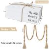 Decorative Books for Home Decor, White Faux Books for Decoration, Rustic Farmhouse Stacked Display Books with 52in Wood Bead Garland for Coffee Tables Living Room, (Home Sweet Home) view 4