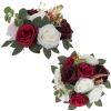 BLOSMON Artificial Flowers Ball Wedding Centerpieces 2 Pcs Burgundy Rose Artificial Flower Center Pieces Decoration for Table Silk Kissing Ball Faux Floral Bouquet Arrangements Home Party DIY Decor view 1