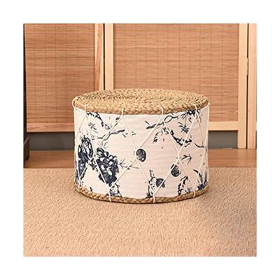 OLOTU Strong Japanese Straw Handmade Footstool Round Ottomans Comfortable and Breathable Futon Tatami Changing Shoes Sofa Stools Small Bench Safe