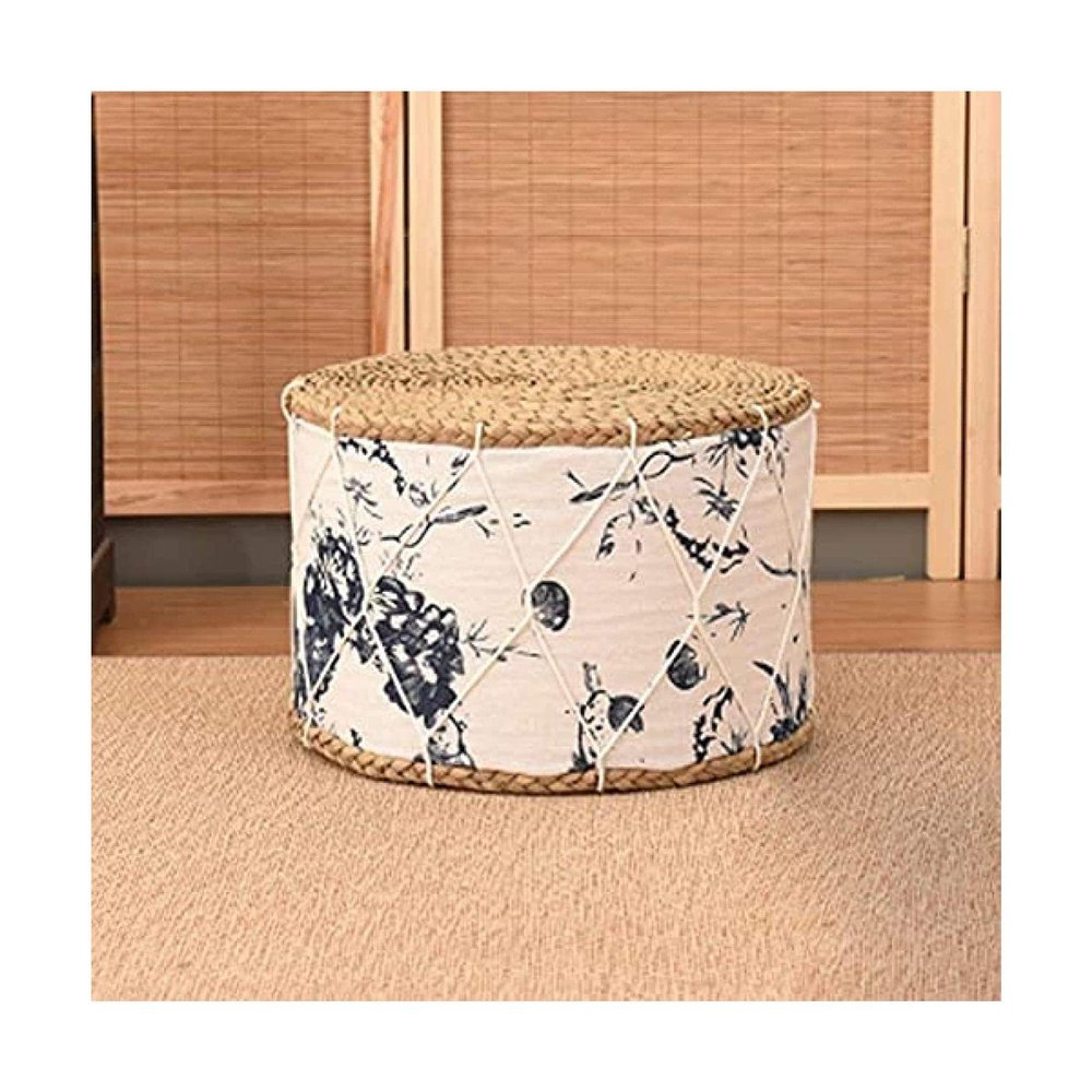 OLOTU Strong Japanese Straw Handmade Footstool Round Ottomans Comfortable and Breathable Futon Tatami Changing Shoes Sofa Stools Small Bench Safe