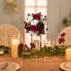 BLOSMON Artificial Flowers Ball Wedding Centerpieces 6 Pcs Burgundy Rose Artificial Flower Center Pieces Decoration for Table Silk Kissing Ball Faux Floral Bouquet Arrangements Home Party DIY Decor view 3