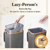 Foluck Large Laundry Hamper, 100L Waterproof Laundry Basket with Lid and Removable Bag, Collapsible Tall Clothes Hamper with Bamboo Handles for Clothes Toys in Dorm Bedroom Bathroom, Grey view 3