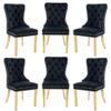 civama Dining Chairs Set of 6, Elegant Luxury Velvet Tufted Dining Chairs Golden Legs & Nailhead Trim, Back Lion Head Pull Ring & Rhomboid Pattern, Nikki Collection Armless Kitchen Chair, Black view 1